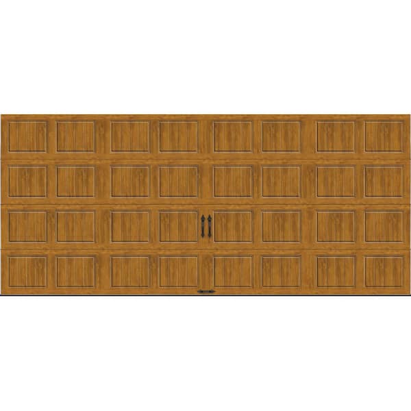 Clopay Gallery Steel Short Panel 16 ft x 7 ft Insulated 18.4 R-Value Wood Look Medium Garage Door without Windows