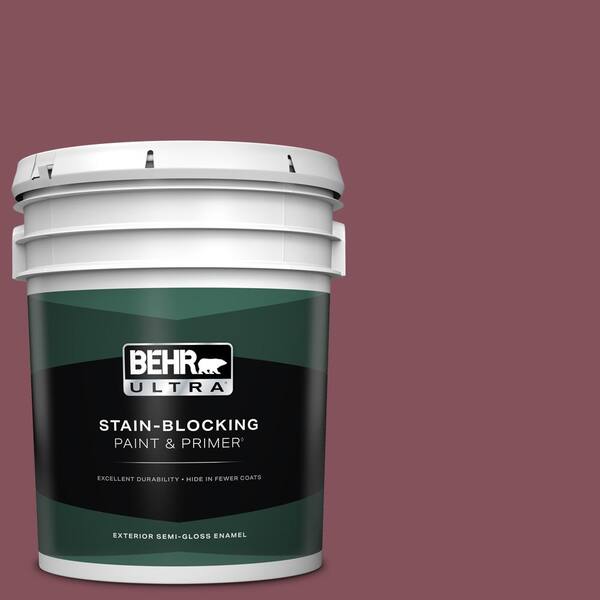 BEHR ULTRA 5 gal. #PPU1-15 So Merlot Semi-Gloss Enamel Exterior Paint & Primer