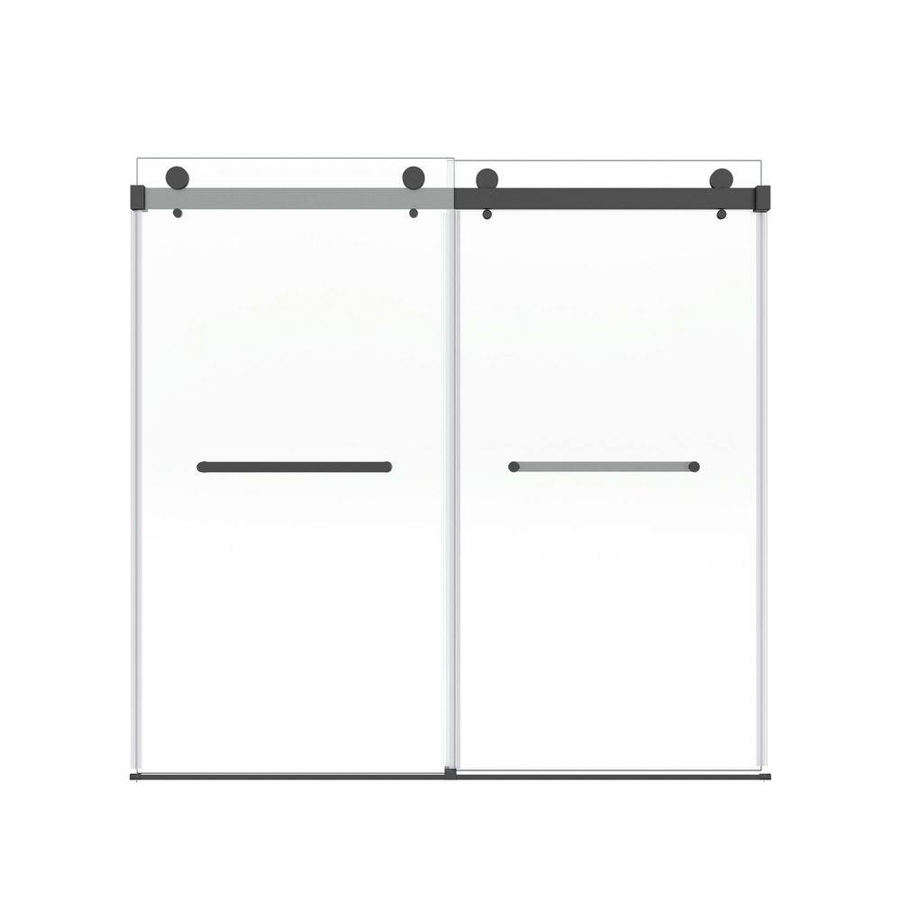 60 in. W x 60 in. H Sliding Frameless Shower Door with Soft Close System and 8 in. Clear Glass in Black Finish price history on PriceWatchPro