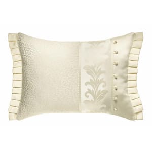 Maddison Ivory Polyester 15 in. x 21 in. Boudoir Decorative Throw Pillow