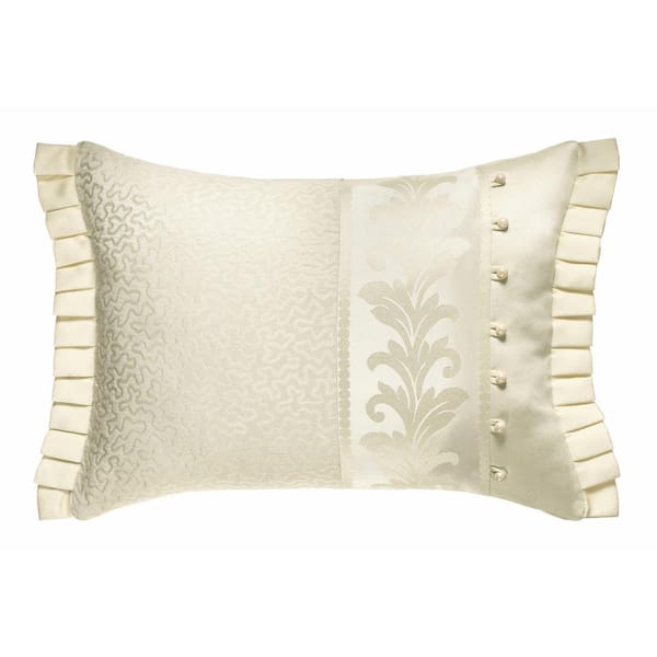Unbranded Maddison Ivory Polyester 15 in. x 21 in. Boudoir Decorative Throw Pillow