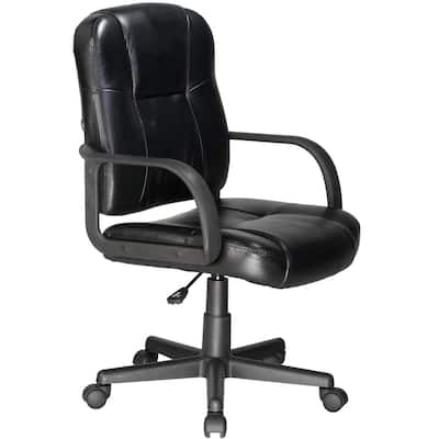 Black Massage Mid-Back Leather Chair