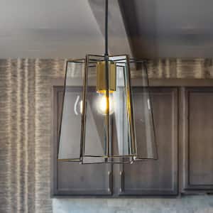 9in 1-Light Modern Mini Geometric Glass Pendant in Antique Brown Small Adjustable Chandelier for Kitchen Island