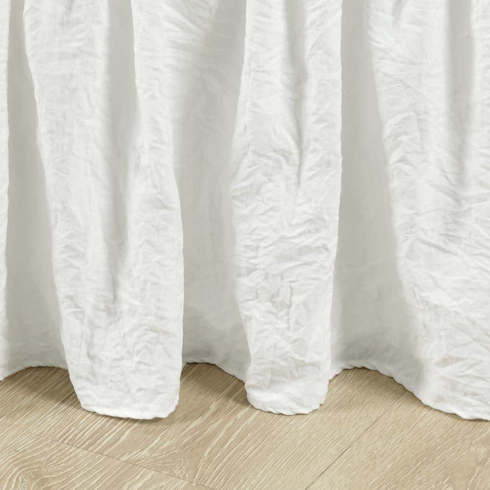 Ruched 20 in. Drop Length Ruffle Elastic Easy Wrap Around White Single Queen/King/Cal King Bed Skirt