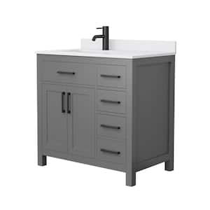 Beckett 36 in. W x 22 in. D x 35 in. H Single Sink Bathroom Vanity in Dark Gray with White Cultured Marble Top