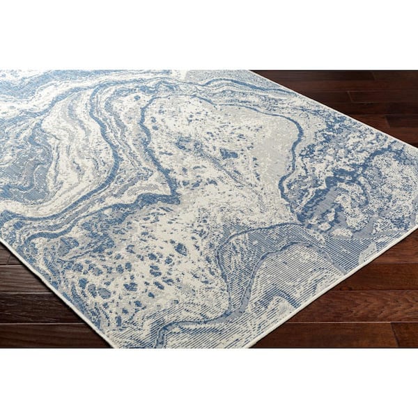 Ravello Blue Abstract 5 ft. x 7 ft. Indoor/Outdoor Area Rug