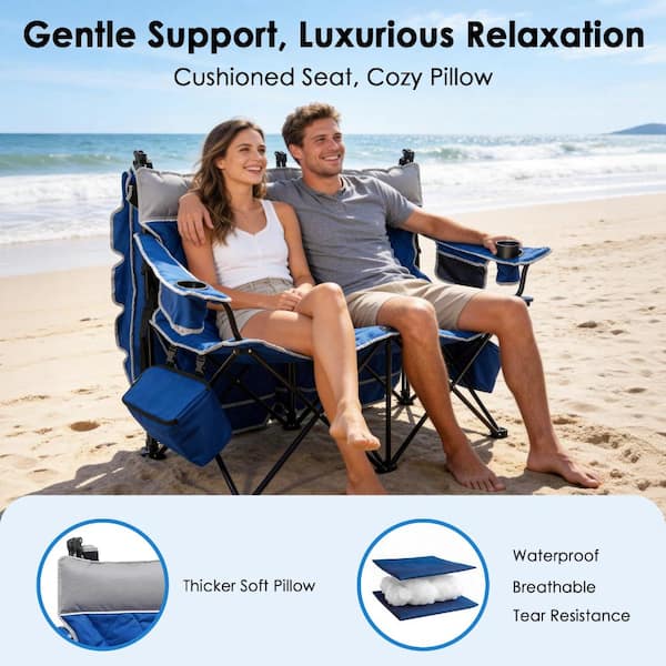 SEEUTEK Oversized Double Camping Chair with Adjustable Canopy,660