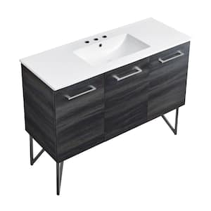 Annecy 48 in. Bathroom Vanity in Black Walnut with White, 3-Hole Ceramic Sink Top