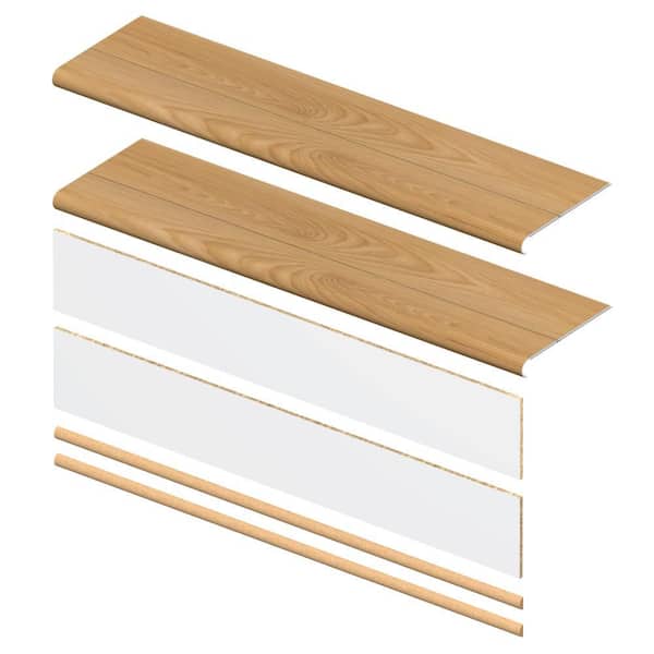 Smyrna Cypress 8mm x 46in x 12in Exact Match Round Nose Stair Tread + Riser Combo Kit (2-Pack)