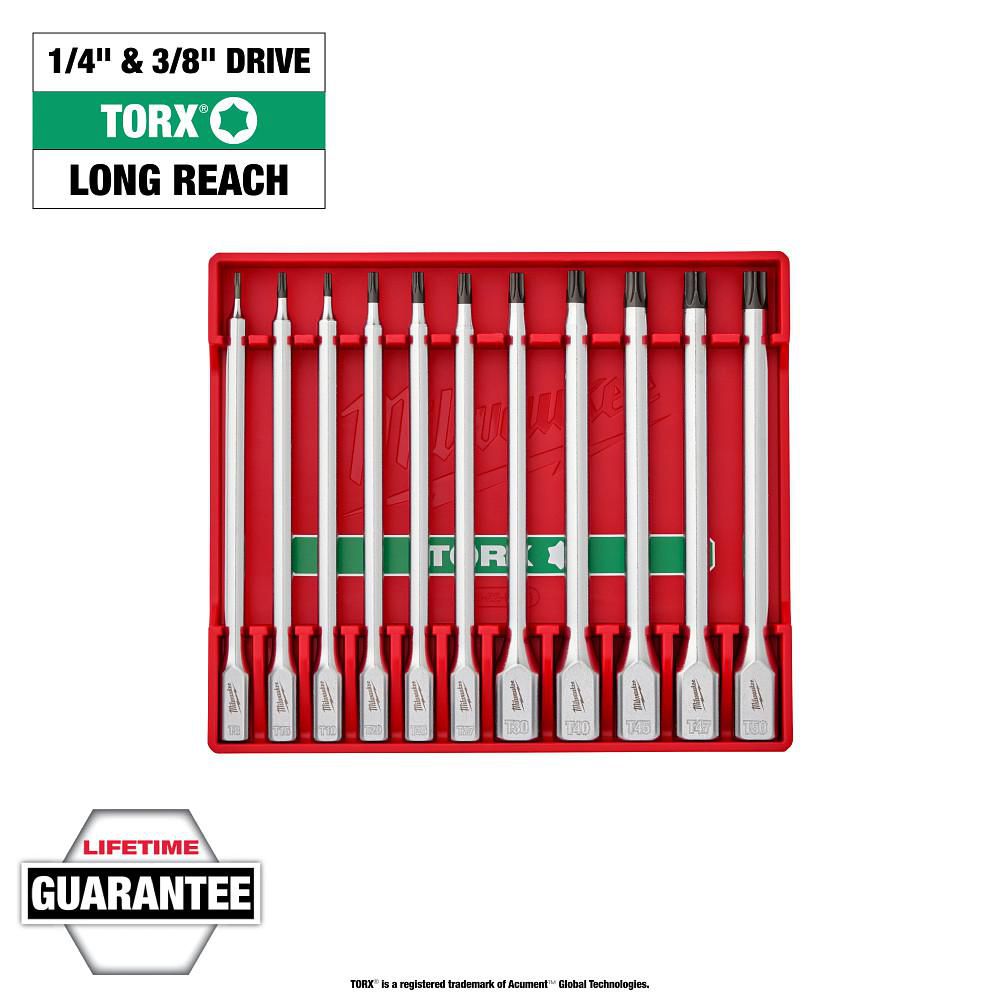 11pc 1/4" and 3/8" Drive Long TORX Bit Socket Set