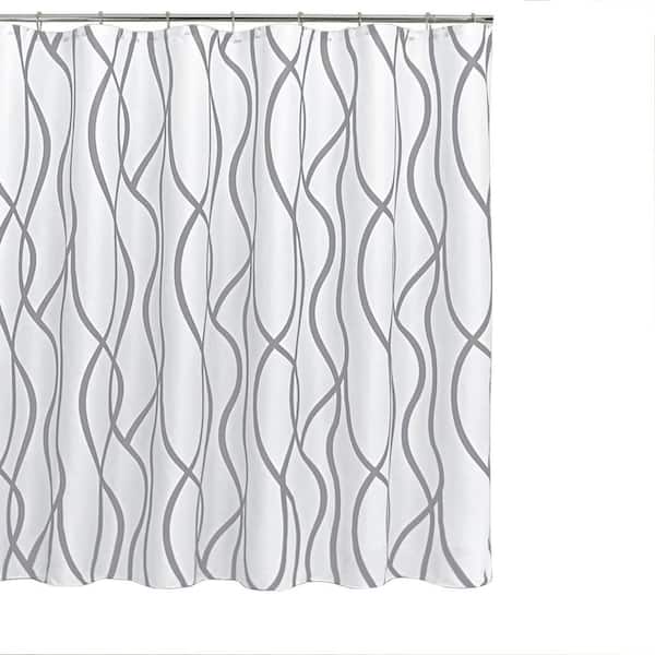 Modern Striped Design 72 in. W x 72 in. L Fabric Shower Curtain  Linen in Silver Grey
