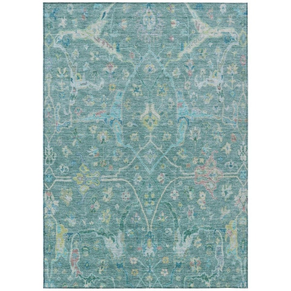 Chantille Machine Washable Indoor/Outdoor Abstract ACN2232 Teal 10 ft. x 14 ft. Area Rug