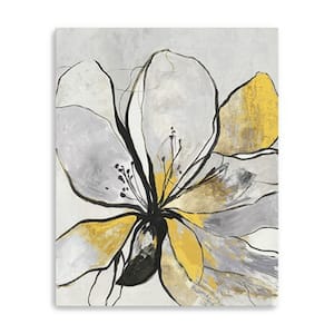 Victoria Modern Yellow and Black Flower by Unknown 1-Piece Giclee Unframed Nature Art Print 30 in. x 24 in.