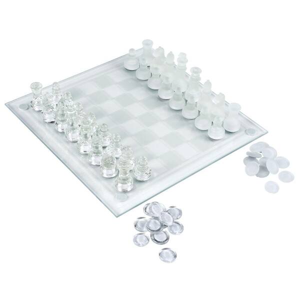 Trademark Games 9.75 in. Glass Table Top Chess/Checker Board
