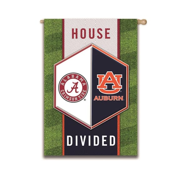 Team Sports America 2-1/3 ft. x 3-2/3 ft. Auburn/Alabama 2-Sided House Divided House Flag
