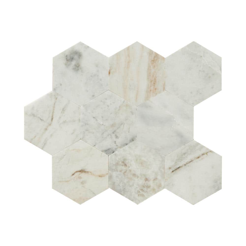 Take Home Tile Sample-Arabescato Venato 4 in. x 4 in. Peel and Stick Marble Mosaic Tile price history on PriceWatchPro