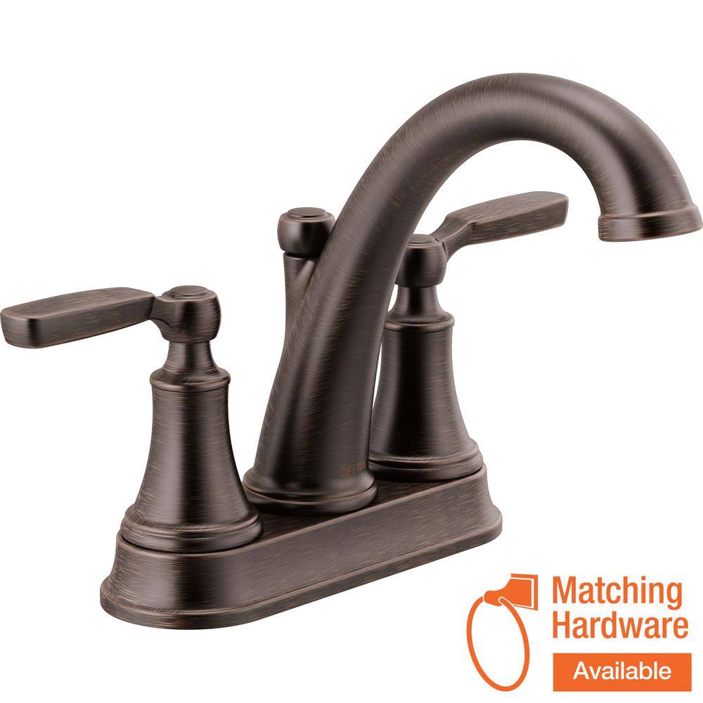 Delta Woodhurst 4 in. Centerset 2-Handle Bathroom Faucet in Venetian ...