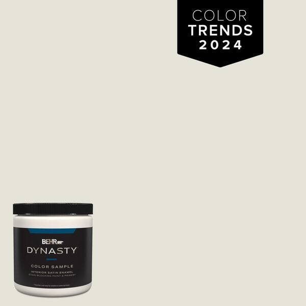 BEHR DYNASTY 8 oz. #HDC-NT-21 Weathered White Satin Enamel Stain-Blocking Interior/Exterior Paint & Primer Sample
