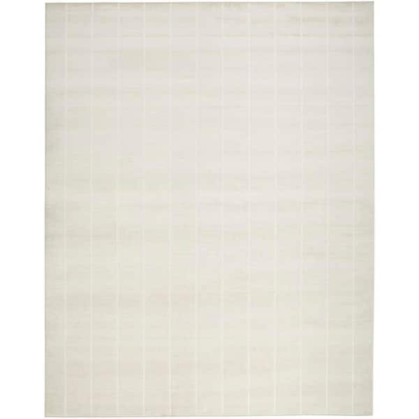 Serenity Home Ivory 10 ft. x 14 ft. Linear Contemporary Area Rug