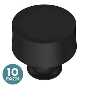 Drum 1-1/4 in. (32 mm) Matte Black Cabinet Knob (10-Pack)