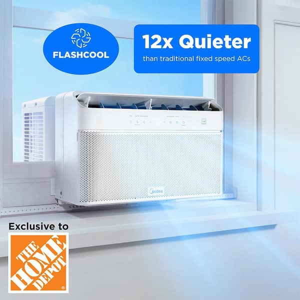 8,000 BTU U+ Smart Inverter Window AC Cools up to 350 sq. ft. w/ Remote, Sleep Mode, Timer, Wi-Fi, Energy Star in White