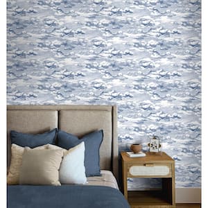 Blue Clouds Vinyl Peel and Stick Wallpaper Roll 30.75 sq. ft.