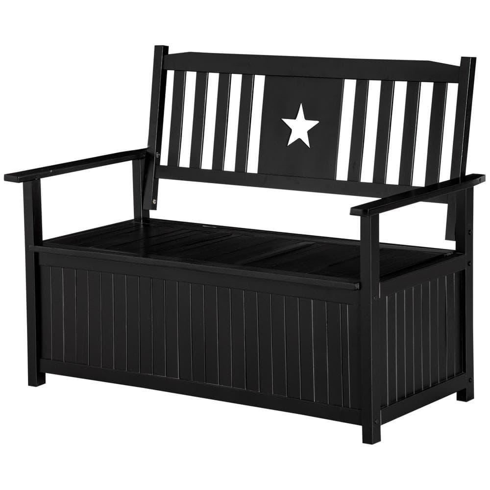 43 Gal. Black Wood Outdoor Storage Bench