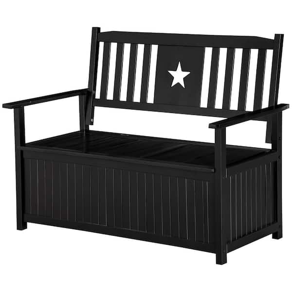43 Gal. Black Wood Outdoor Storage Bench
