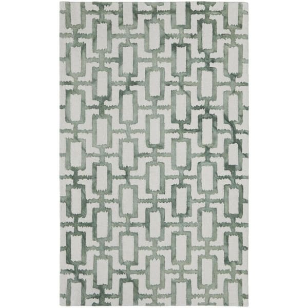 10 ft. x 13 ft. Green, Ivory Geometric Area Rug