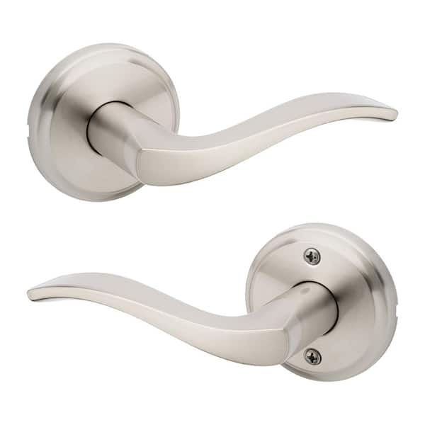 Kwikset Sedona Satin Nickel Reversible Hall Closet Bedroom Passage Door Handle with Microban Antimicrobial Technology