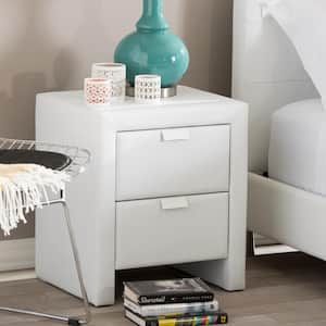 Frey Contemporary White Faux Leather Upholstered Nightstand