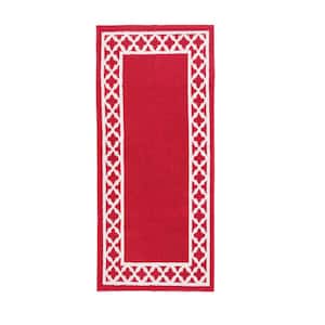 Tufted Red and White2 ft. 2 in. x 5 ft. Collin Trellis Border Runner Rug