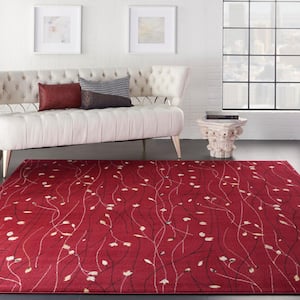 Grafix Red 8 ft. x 10 ft. Floral Contemporary Area Rug
