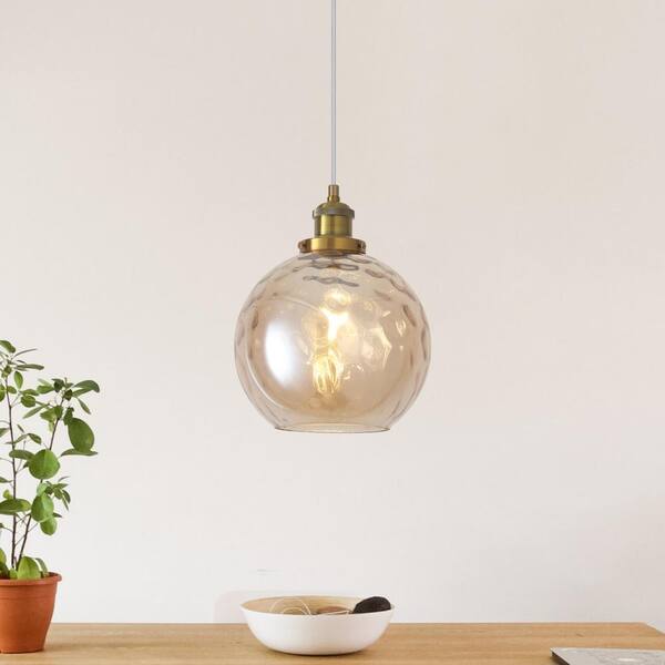 ADSENSTY 1 Light Amber Modern Globe Single Pendant Lighting With