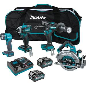 40V Max XGT Brushless Cordless 4-Piece Combo Kit (Hammer Driver-Drill/Impact Driver/Circ Saw/Flashlight) 2.5Ah/4.0Ah