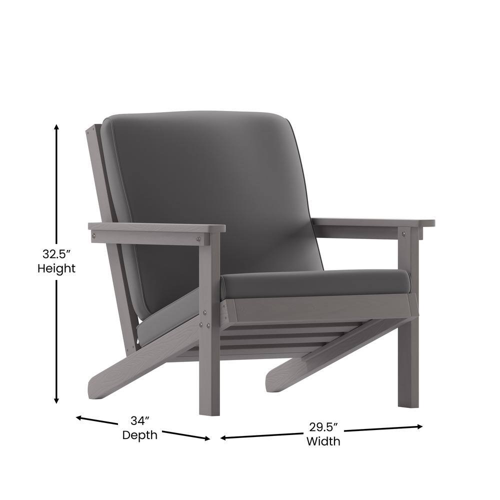 Gray Resin Frame Deep Seat Adirondack Chair with Cushions