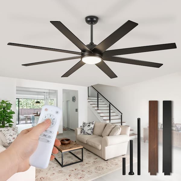 65 in. Indoor/Outdoor Black 3-Colors LED 6-Speeds Ceiling Fan with Dual-Finish Blades and Light Kit and Remote Control