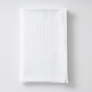 Textured Waffle White Cotton Blend King Woven Blanket