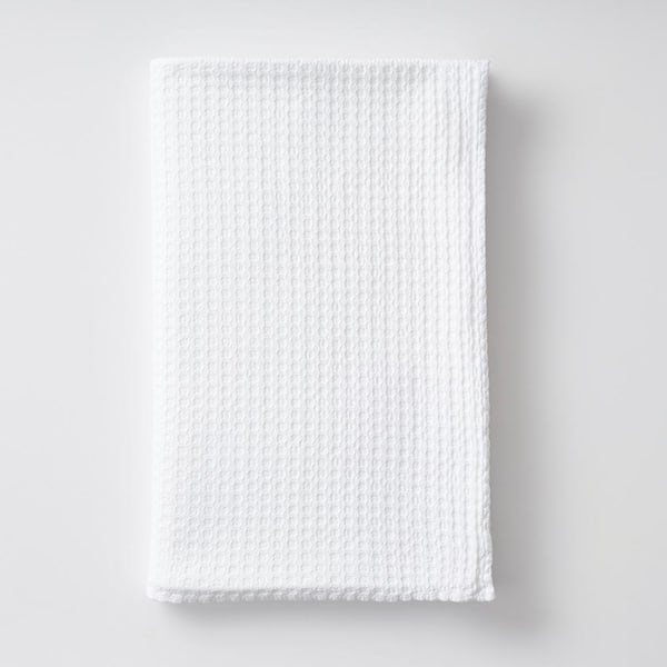 The Company Store Textured Waffle White Cotton Blend Queen Woven Blanket