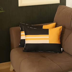 Bohemian Handmade Jacquard Yellow 12 in. x 20 in. Lumbar Geometric Throw Pillow Set of 2