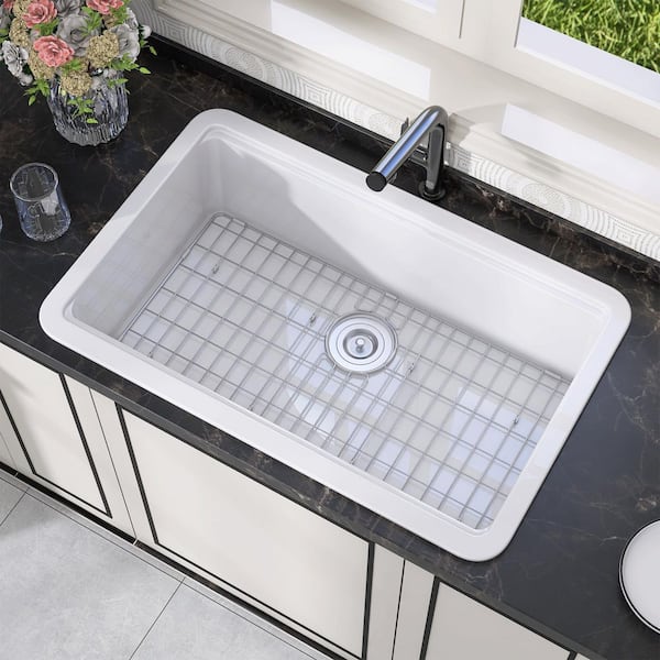 Reviews for Zeafive 33 in. White Workstation Kitchen Sink Drop-In