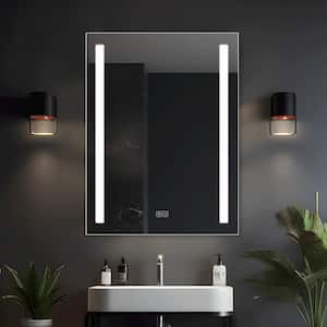 24 in. W x 32 in. H Rectangular LED Lighted Anti-Fog Dimmable Bathroom Vanity Mirror in Silver