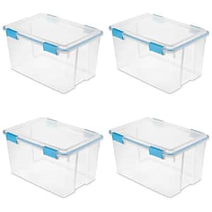 54 Qt. Plastic Stackable Storage Bin with Gasket Latch Lid, Clear (4-Pack)