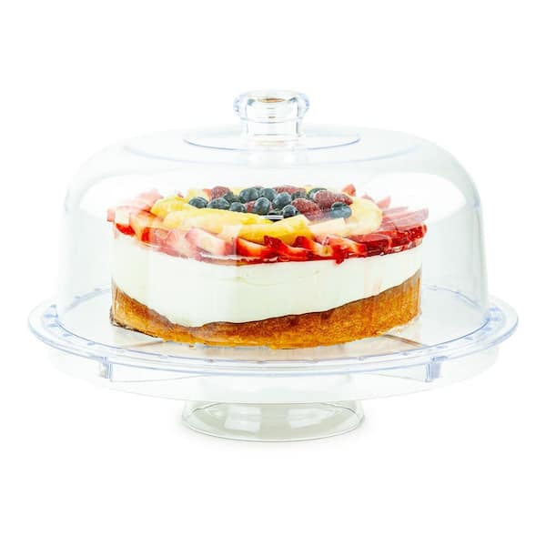 LEXI HOME 1-Tier Clear Acrylic Cake Stand Multi-Functional 6 in 1