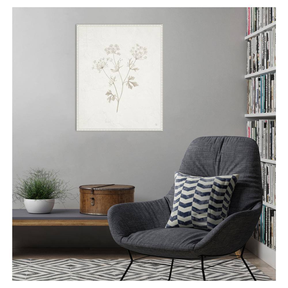 Beaded White Framed Botanical Canvas Wall Art, 23"x28"