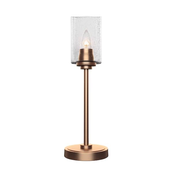 Unbranded Quincy 17.5 in. New Age Brass Accent Lamp with Clear Bubble Glass Shade
