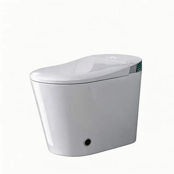 Elongated Bidet Toilet 1.28 GPF in White with Heated Seat, Foot Kick Open, Warm Air Dryer
