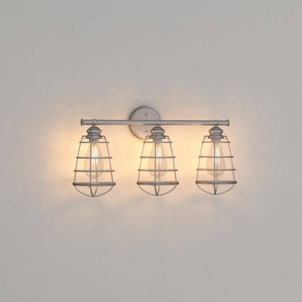 Galvanized Steel Industrial 3-Light Bathroom Vanity Fixture