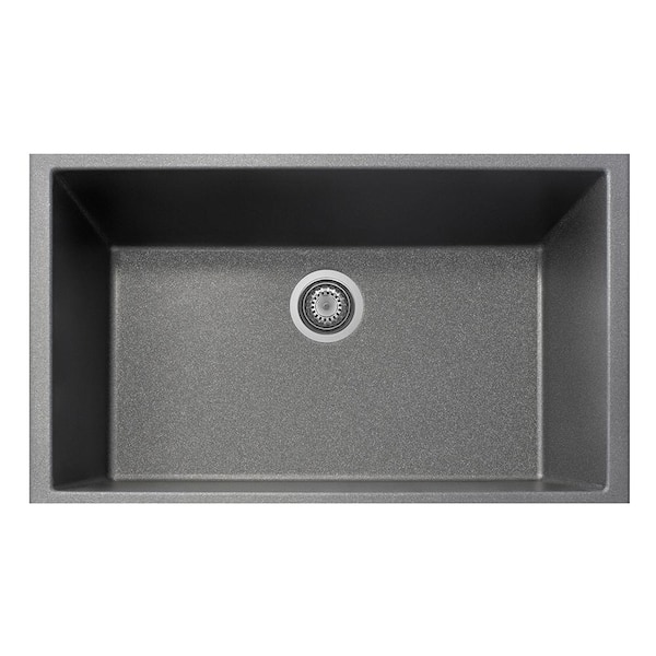 LaToscana One Series 33 in. Undermount Single Bowl Titanium Quartz Kitchen Sink