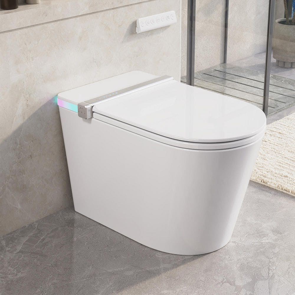 DEERVALLEY Tankless Elongated Bidet Toilet 1.32 GPF in White with